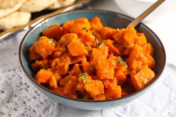 Spicy Afghan Braised Pumpkin with Garlic Herb Yogurt