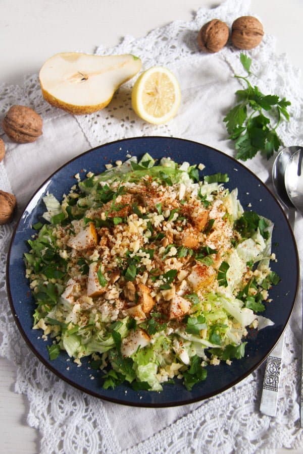 Autumn Pear, Celeriac and Walnut Salad with Cheese