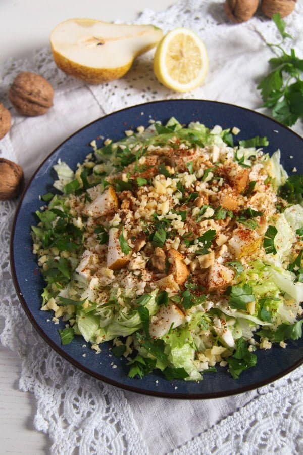 Autumn Pear, Celeriac and Walnut Salad with Cheese