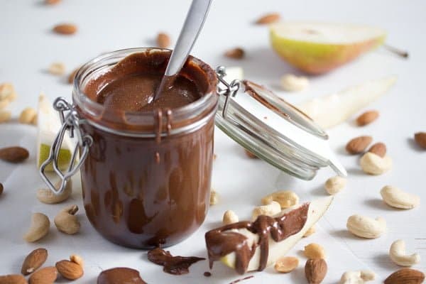 homemade chocolate spread in a jar