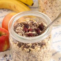 sugar free muesli mixed in a large jar