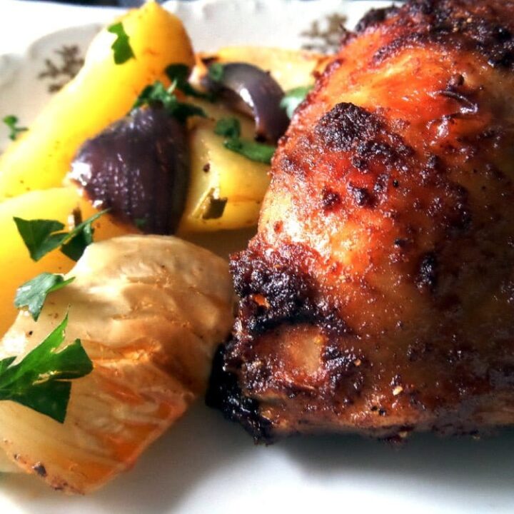 roasted chicken thighs with potatoes
