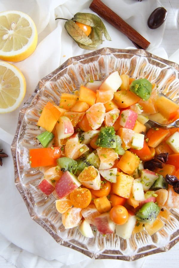 Winter Fruit Salad with Cinnamon Star Anise Dressing