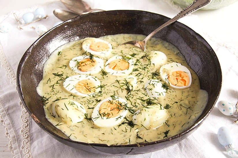 mustard sauce with eggs and dill