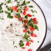 sour cream garlic sauce seen from above