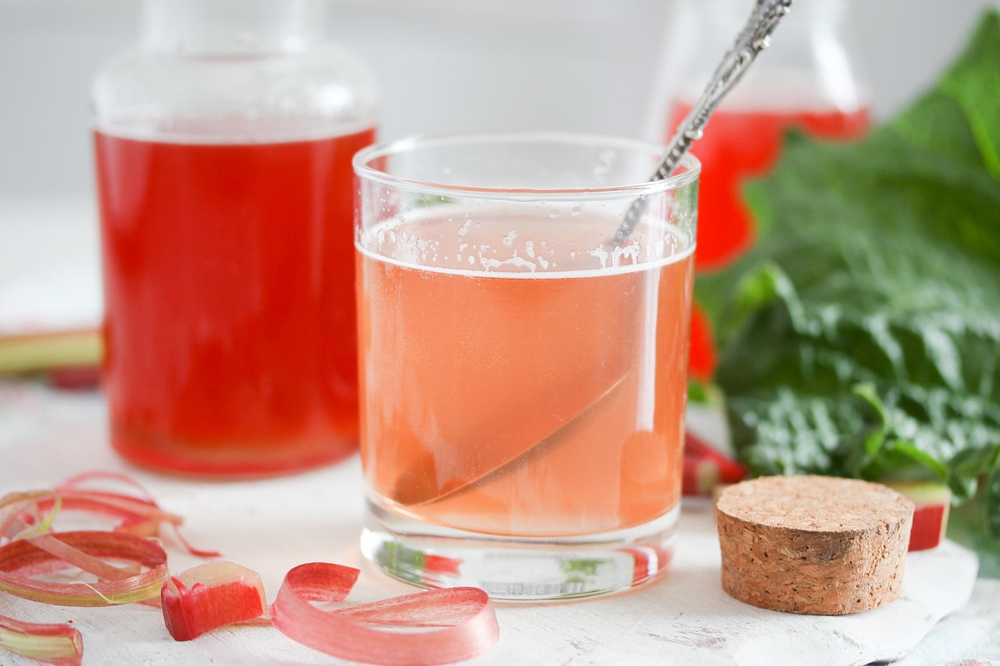 small glass of rhubarb drink