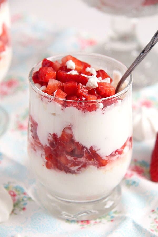 Crushed Meringue Dessert with Strawberries and Cream