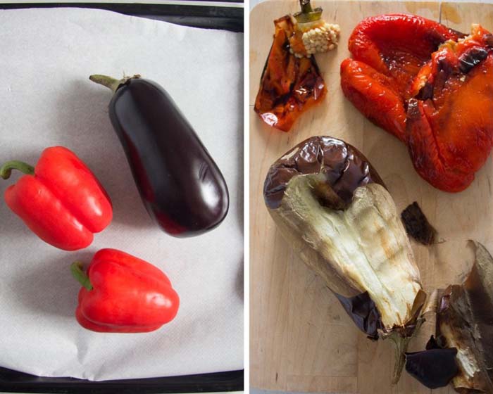 how to roast peppers and eggplants