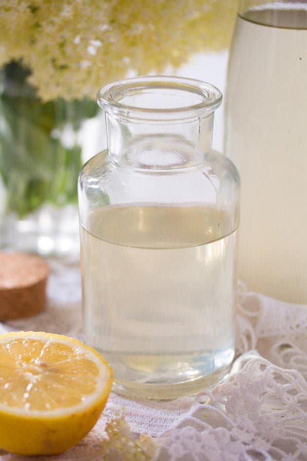 bottle of elderflower syrup