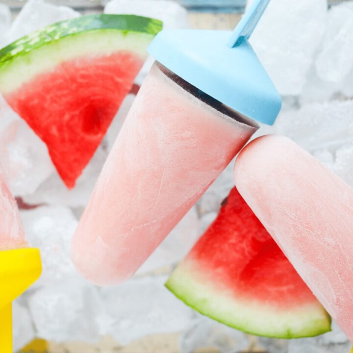 greek yogurt popsicles with watermelon on ice