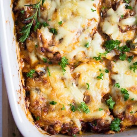 low carb zucchini lasagna close up