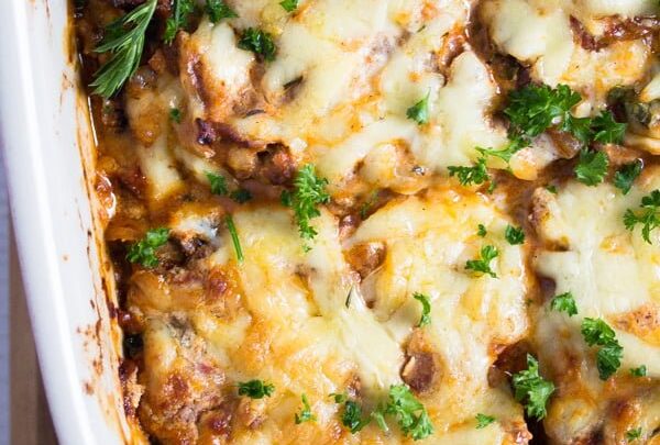 low carb zucchini lasagna close up