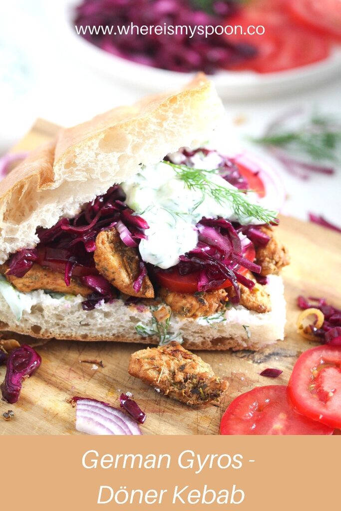 german kebab with tzatziki and turkey