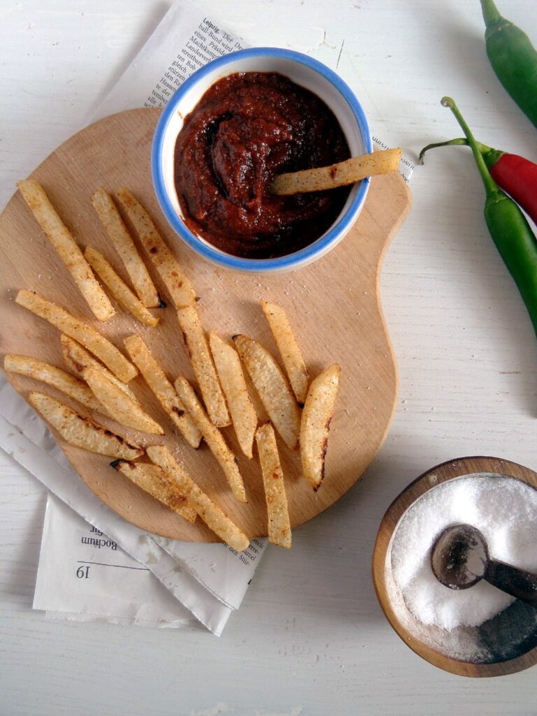 Kohlrabi Fries with Curry Ketchup