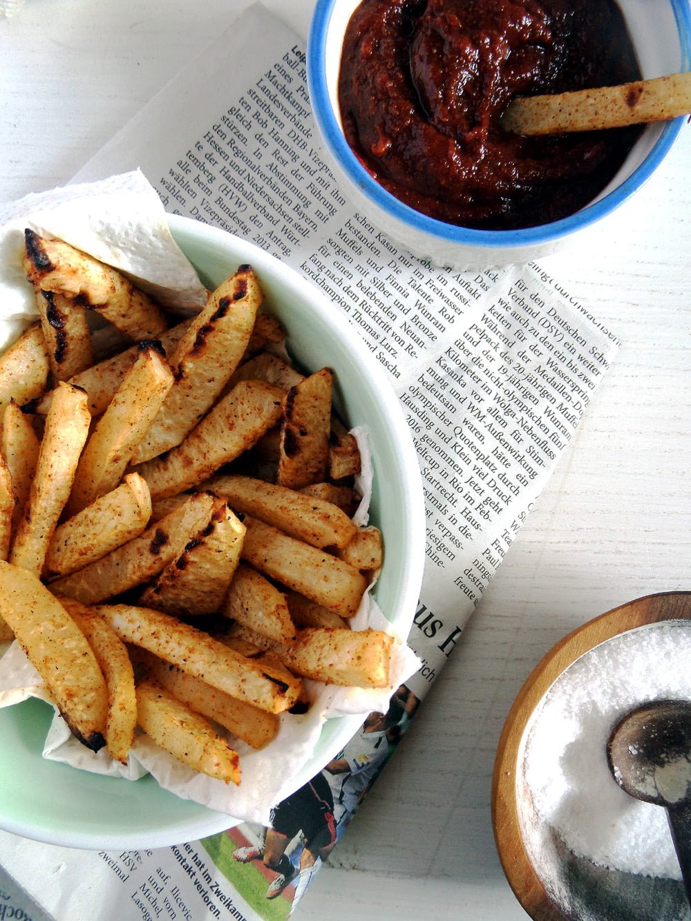 Kohlrabi Fries with Curry Ketchup