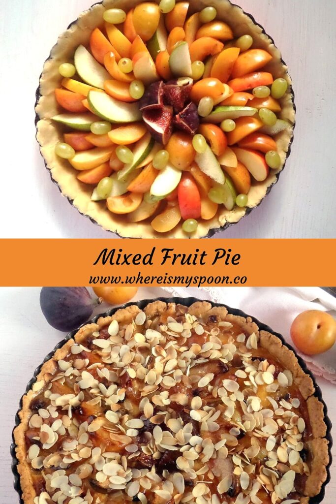 orchard pie with fall fruit before and after baking