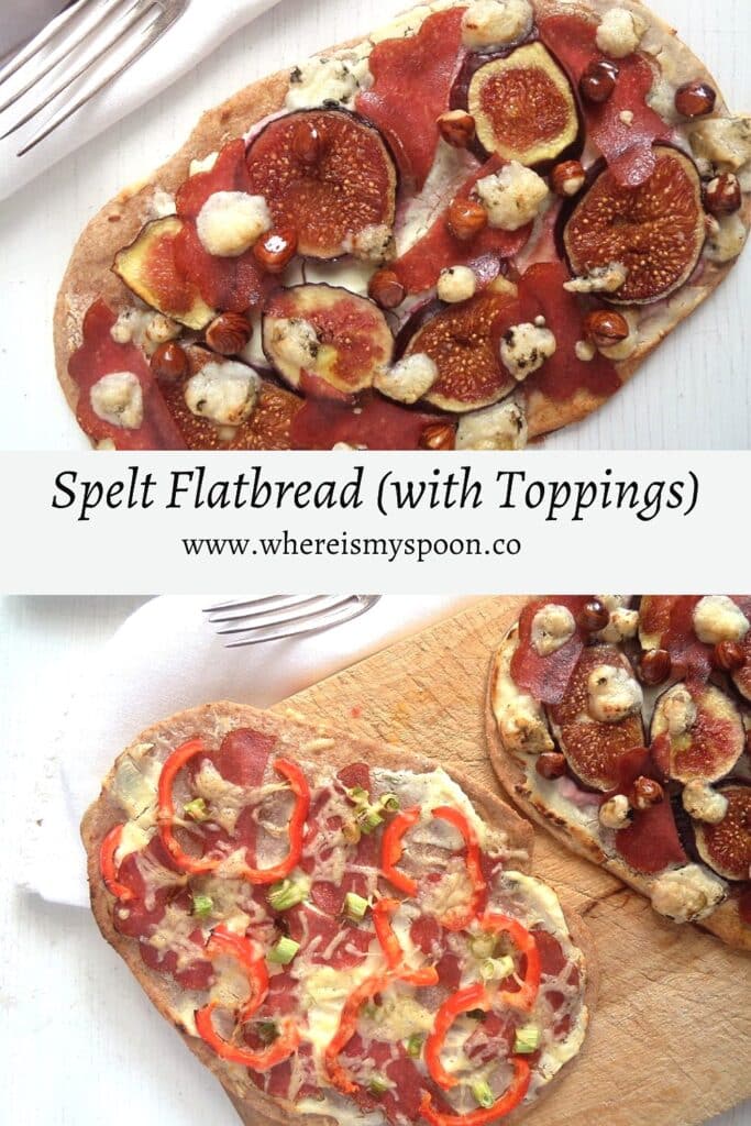 spelt flatbread with two kinds of toppings