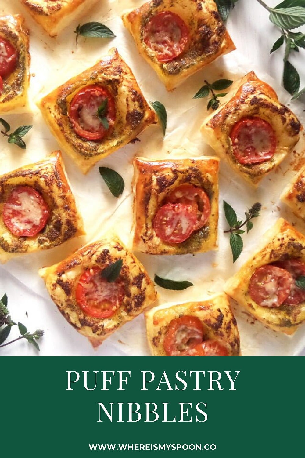 Puff Pastry Bites or Canapes (Party Nibbles with Pesto)