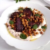 roast beetroot salad with chickpeas on a plate