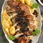 pin image with the title blueberry turkey breast.