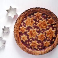 austrian torte with redcurrant jam and pastry stars on top