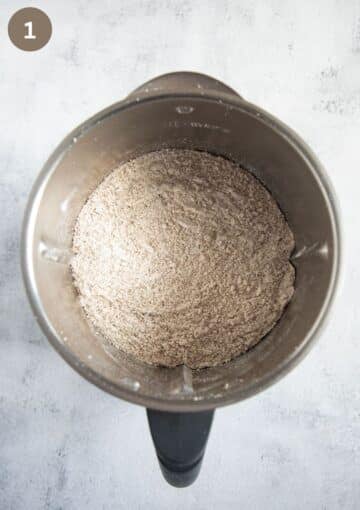 mixed butter and flour for making shortcrust in a food processor.