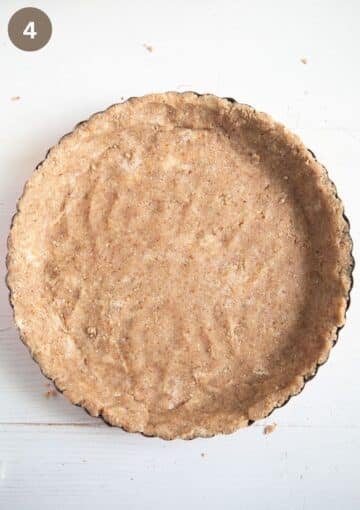 shortcrust pastry pressed in a baking tin.