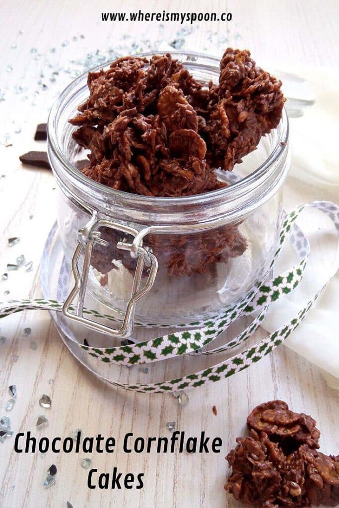 chocolate cornflake cakes in a jar