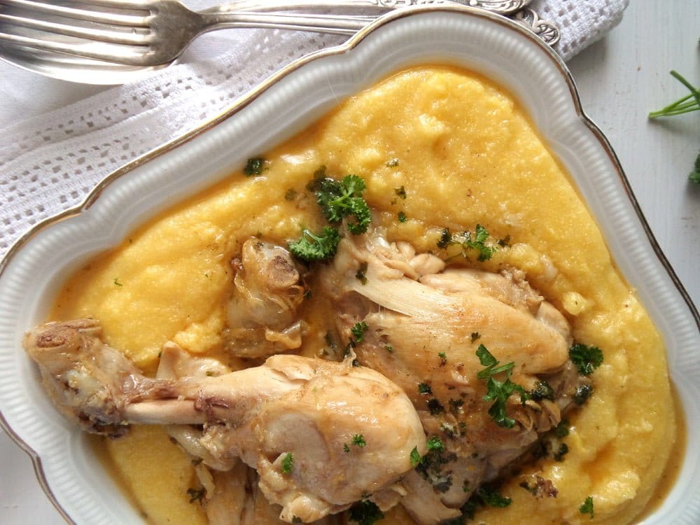 Garlic Chicken with Polenta