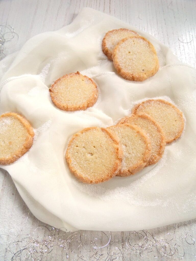 traditional german cookies rolled in sugar on the table