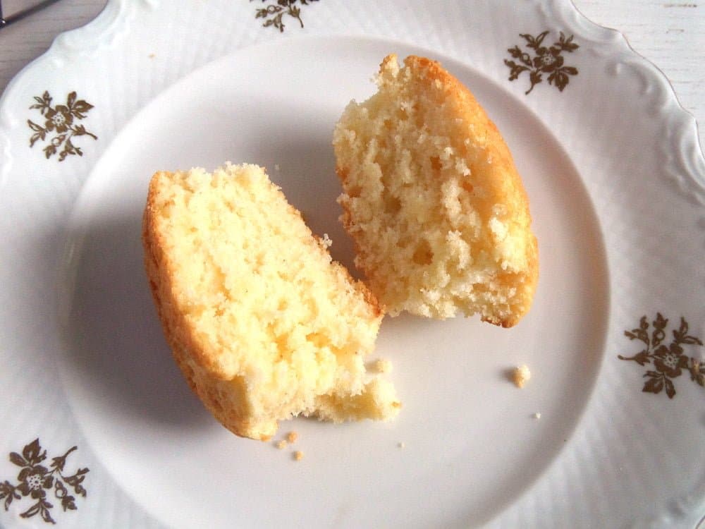 split muffin on a little plate