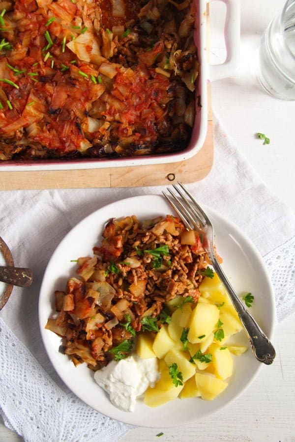 Stuffed Cabbage Casserole with Bacon and Ground Pork