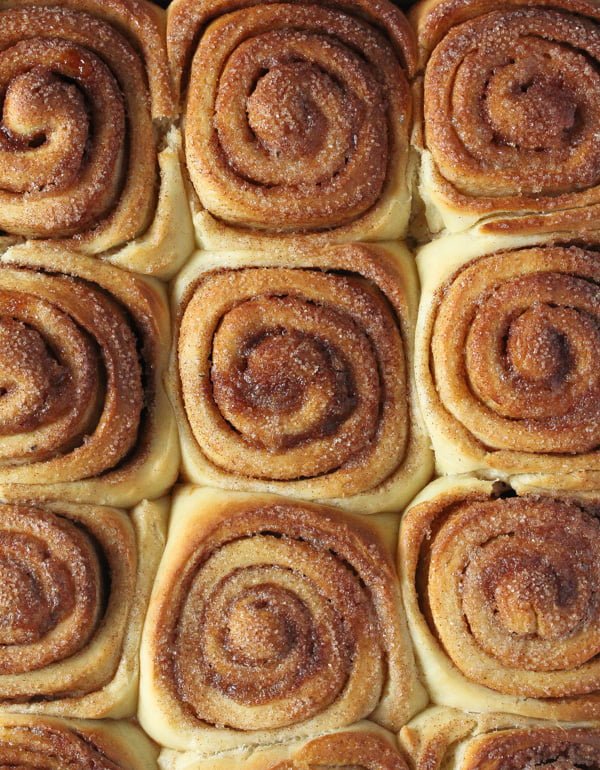 freshly baked sweet rolls with cinnamon