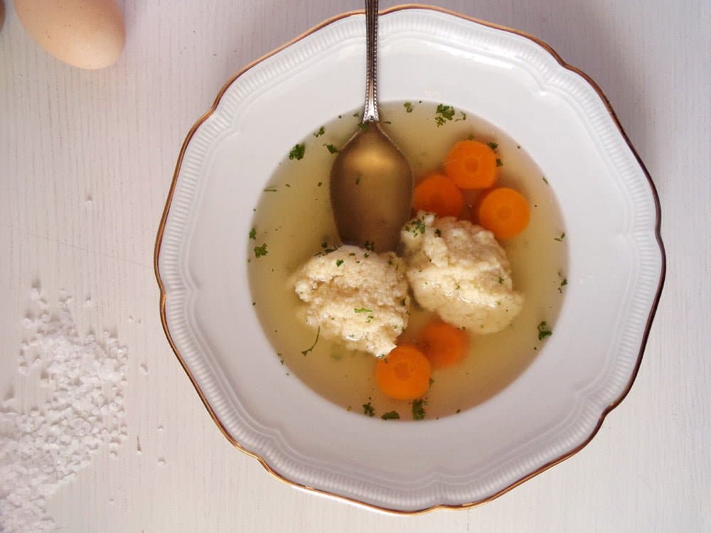 Chicken Stock and Semolina Dumplings