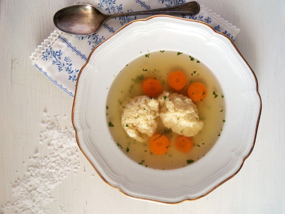 Chicken Stock and Semolina Dumplings