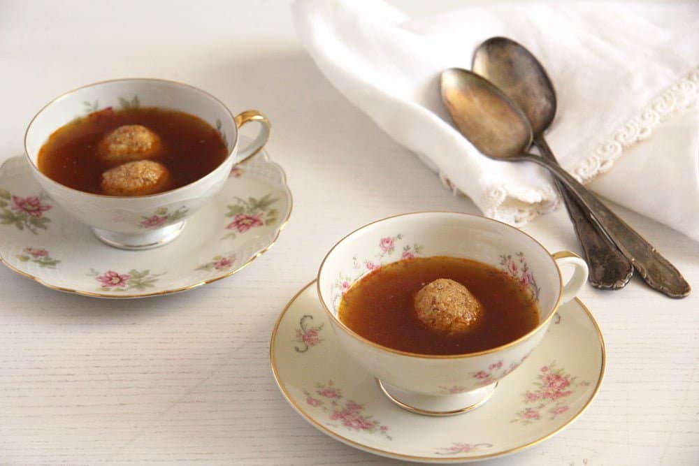 Roasted Vegetable Broth and Hazelnut Dumplings