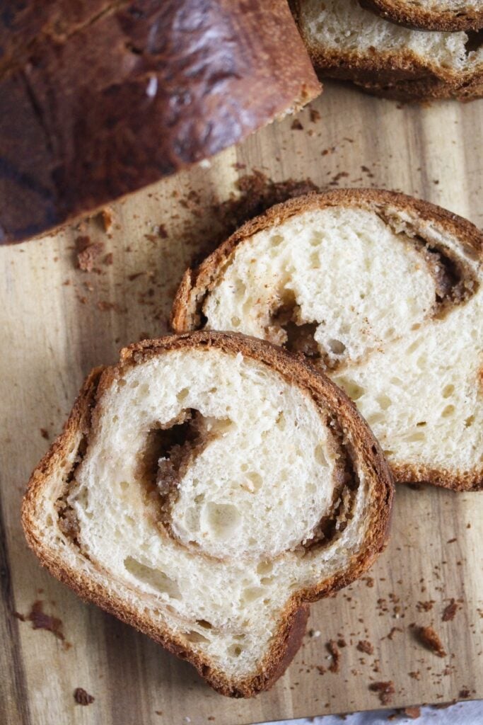 slices of romanian cozonac with walnut filling