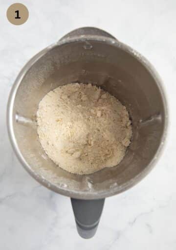 mixed flour and butter for dough in the food processor.