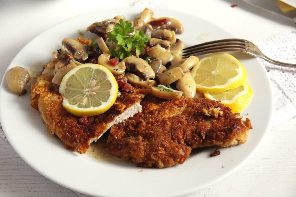 Jägerschnitzel german schnitzel on a plate