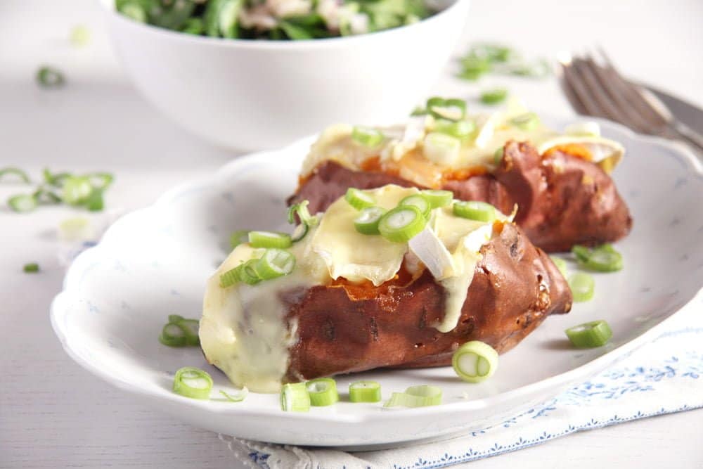 Baked Sweet Potatoes with Green Onions