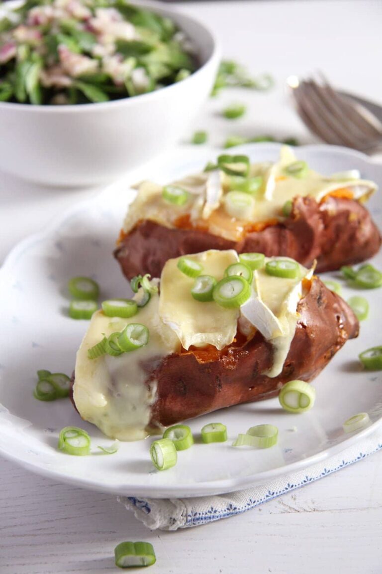 Sweet Potato Jackets (with Camembert and Green Onions)