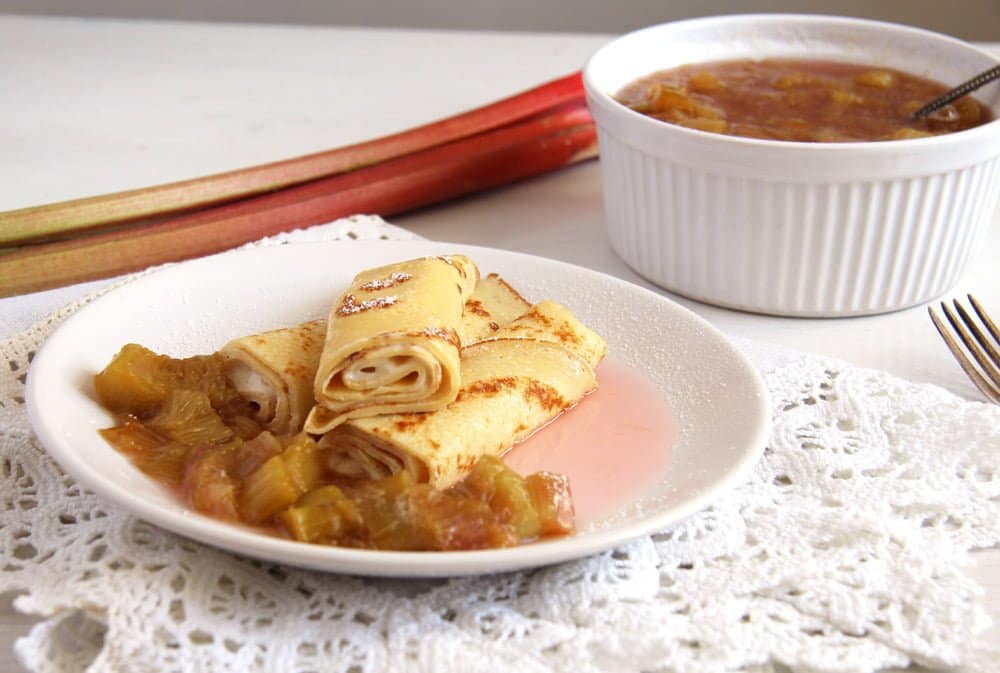Crepes with Rhubarb Compote