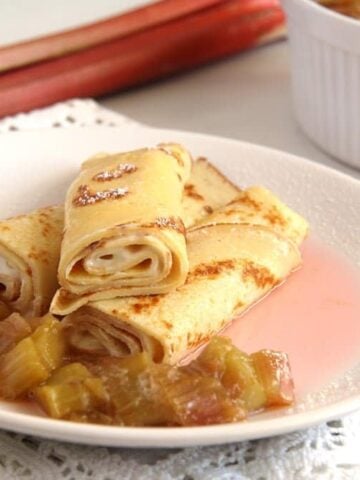 rolled french thin pancakes with creme fraiche