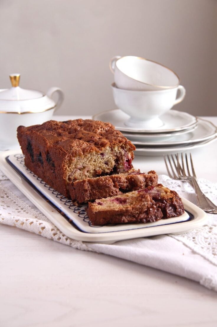 Rhubarb and Blackberry Loaf Cake - Where Is My Spoon