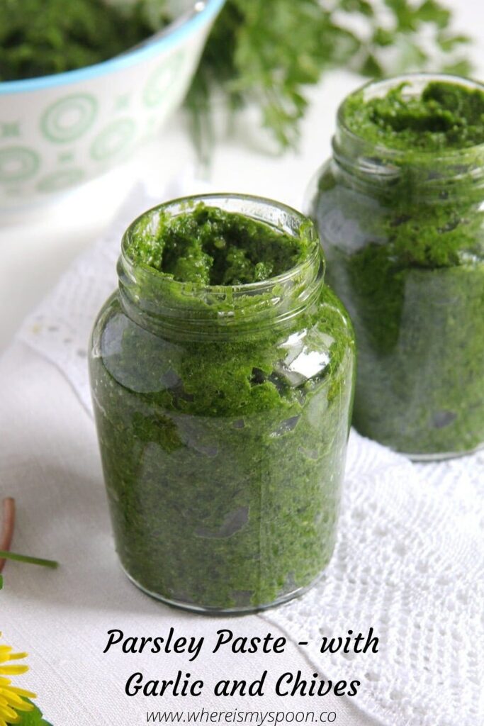 condiment with herbs and garlic