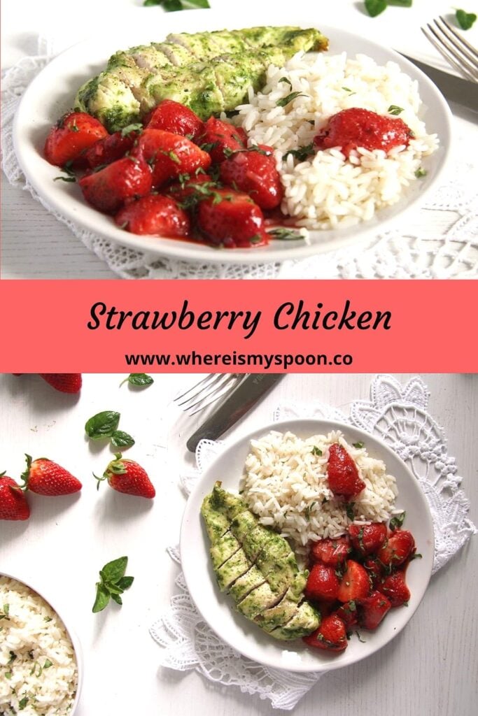 chicken and strawberry chutney being served
