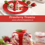 pinterest image with title strawberry tiramisu.