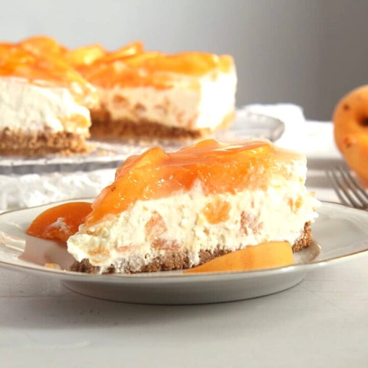 no bake apricot cheesecake on a small plate