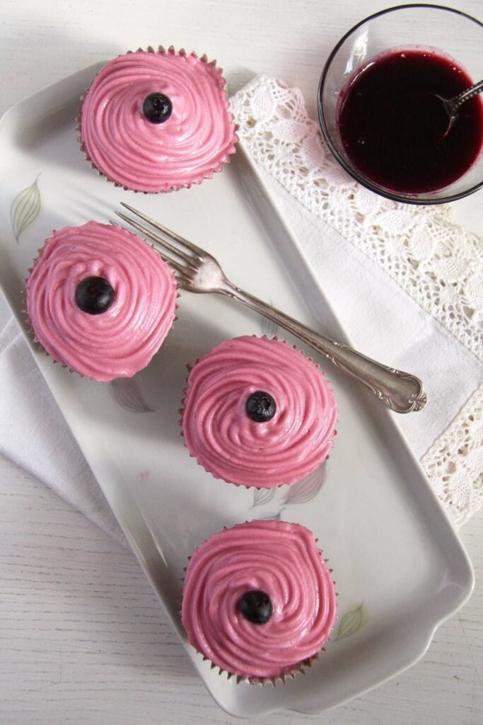 Carrot Cupcakes with Blueberry Frosting