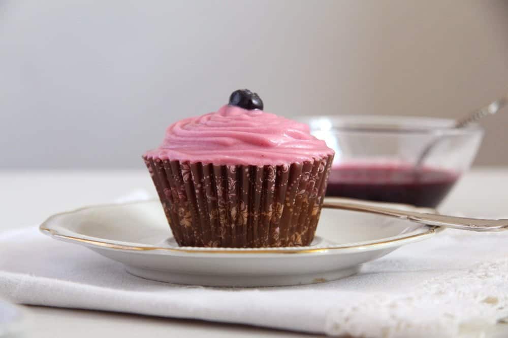 Carrot Cupcakes with Blueberry Frosting